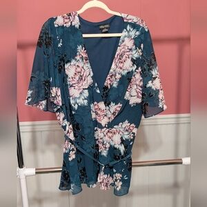 City Chic Floral Wrap Blouse